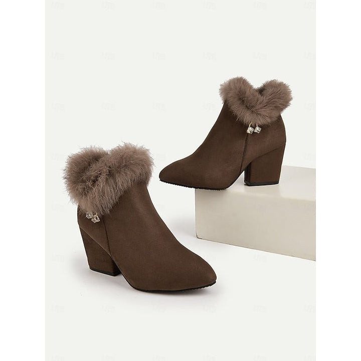 Natalie | Fur-Trimmed Block Heel Ankle Boots
