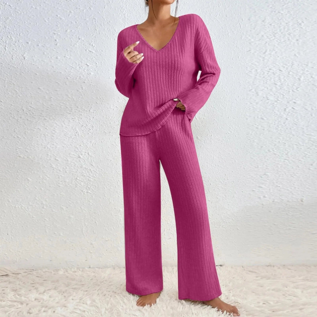 Adeline | Women's Cozy Knitted Sweater and Pants Two-Piece Set