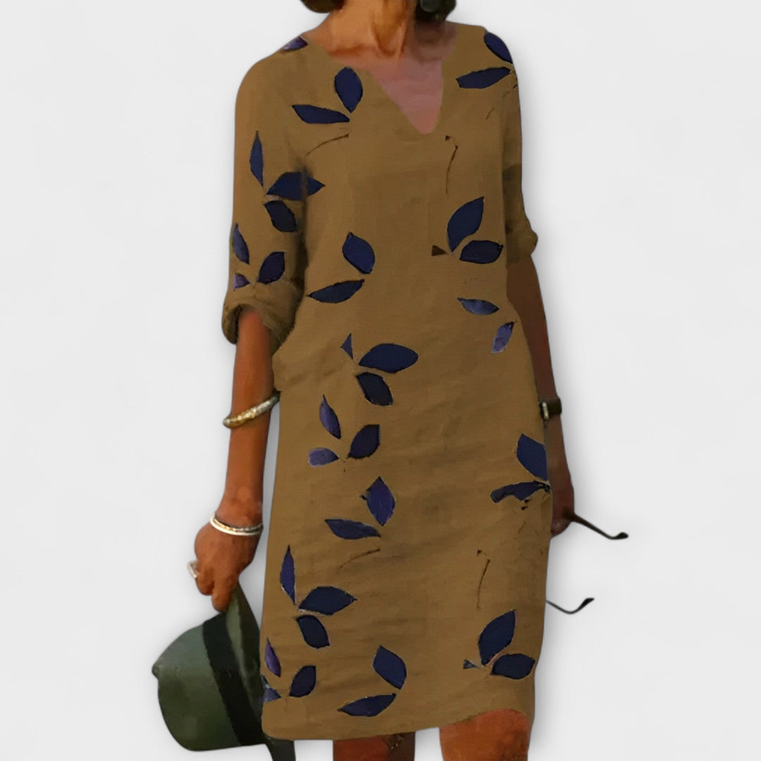 RILAYA – LEAF PRINT FLOW DRESS