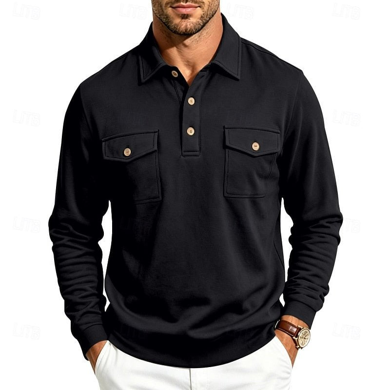 Stetson | Refined Long-Sleeve Pocket Polo Shirt