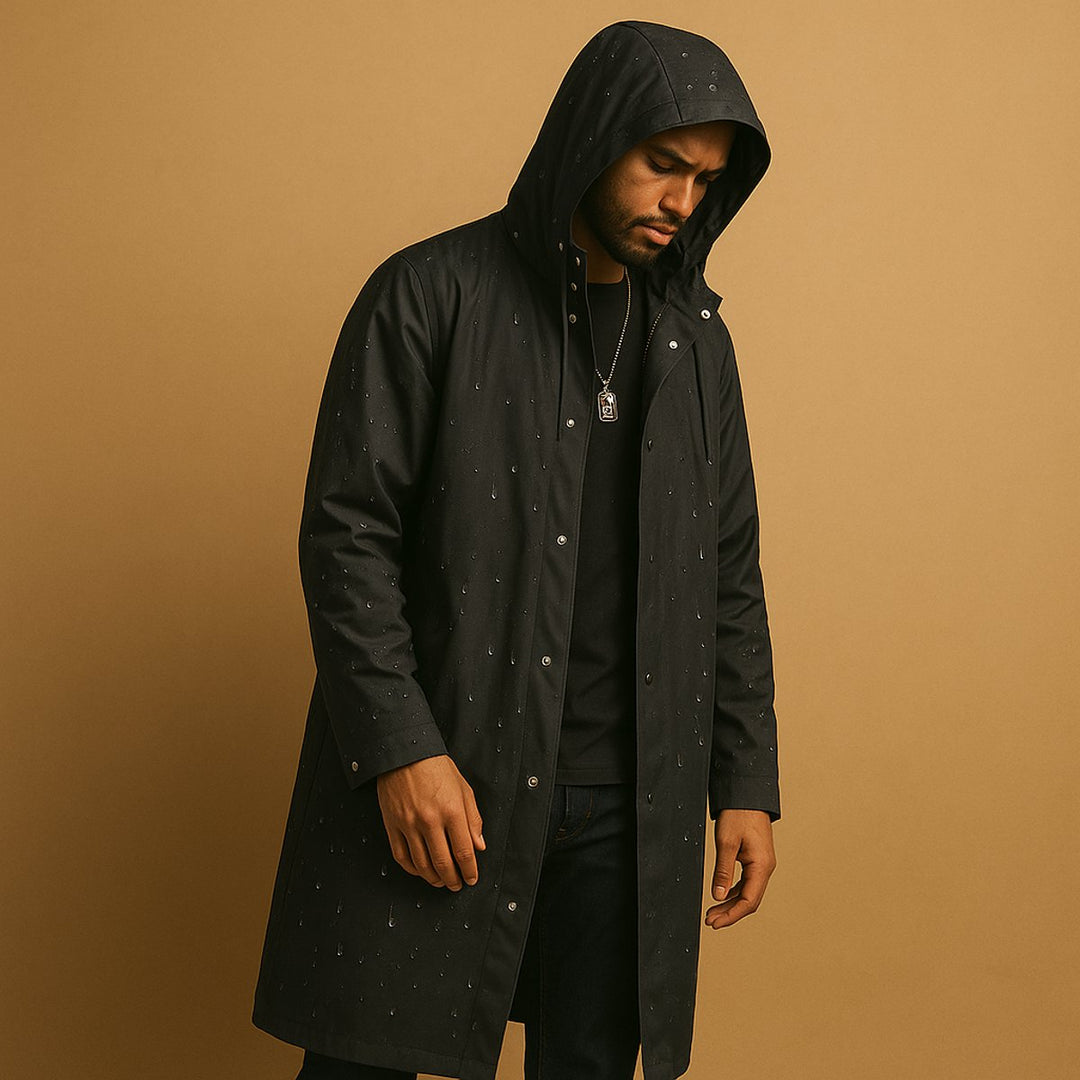 Everett | Men's Waterproof Hooded Long Rain Jacket