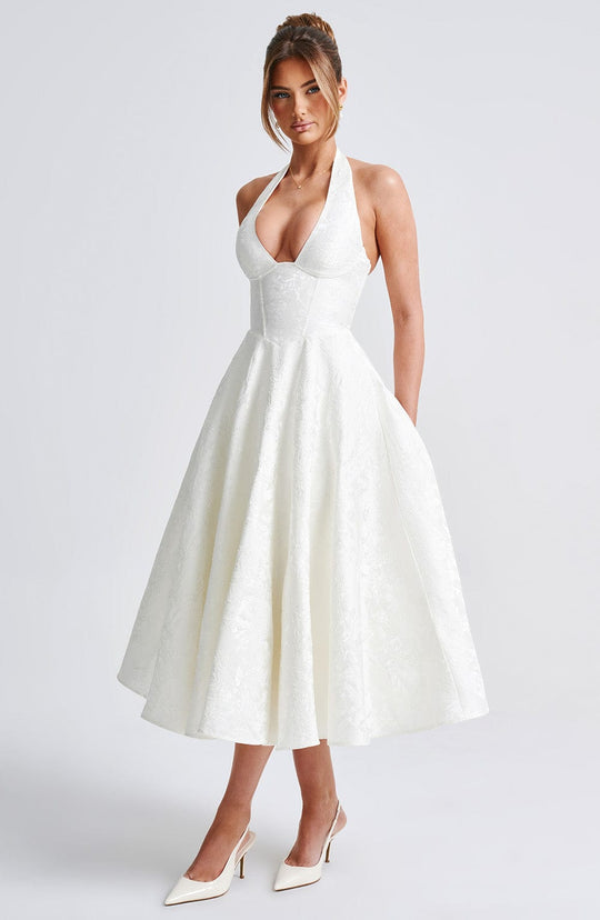AVALYN – ELEGANT HALTER MIDI DRESS
