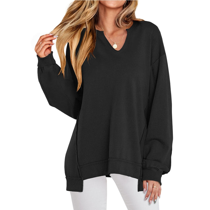 Valentina | Women's Oversized V-Neck Tunic Sweatshirt