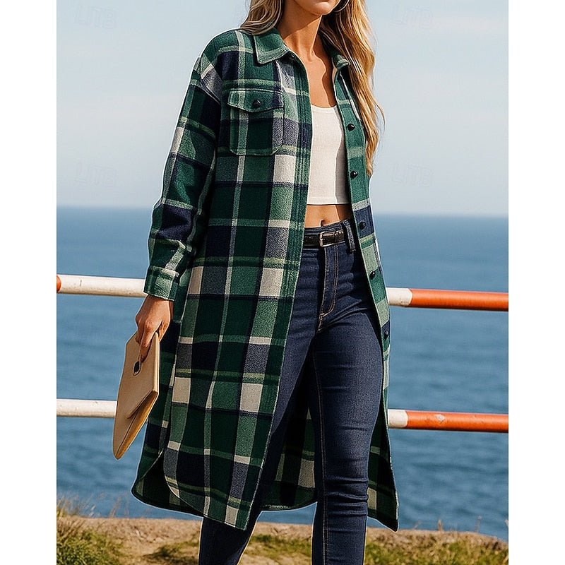 Sophie | Effortless Style Longline Checked Trenchcoat