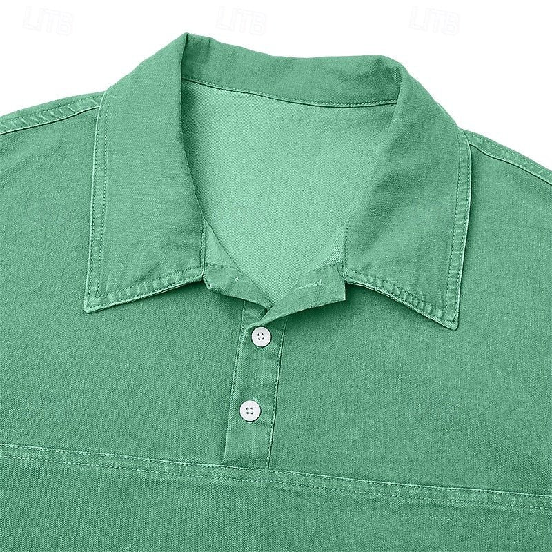 Galen | Washed Long Sleeve Polo Shirt