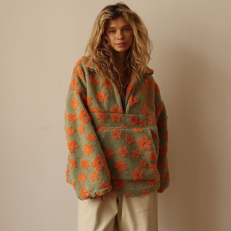 Naomi | Cozy Oversized Floral Teddy Fleece Sweater