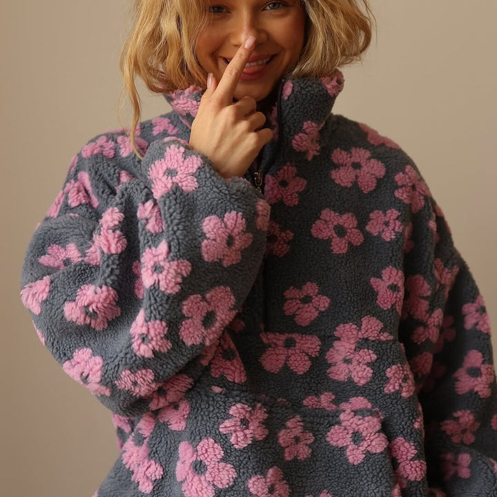Naomi | Cozy Oversized Floral Teddy Fleece Sweater