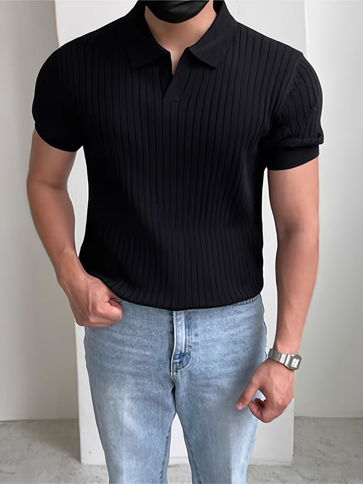 Jack | Refined Ribbed Textured Polo Shirt For Men