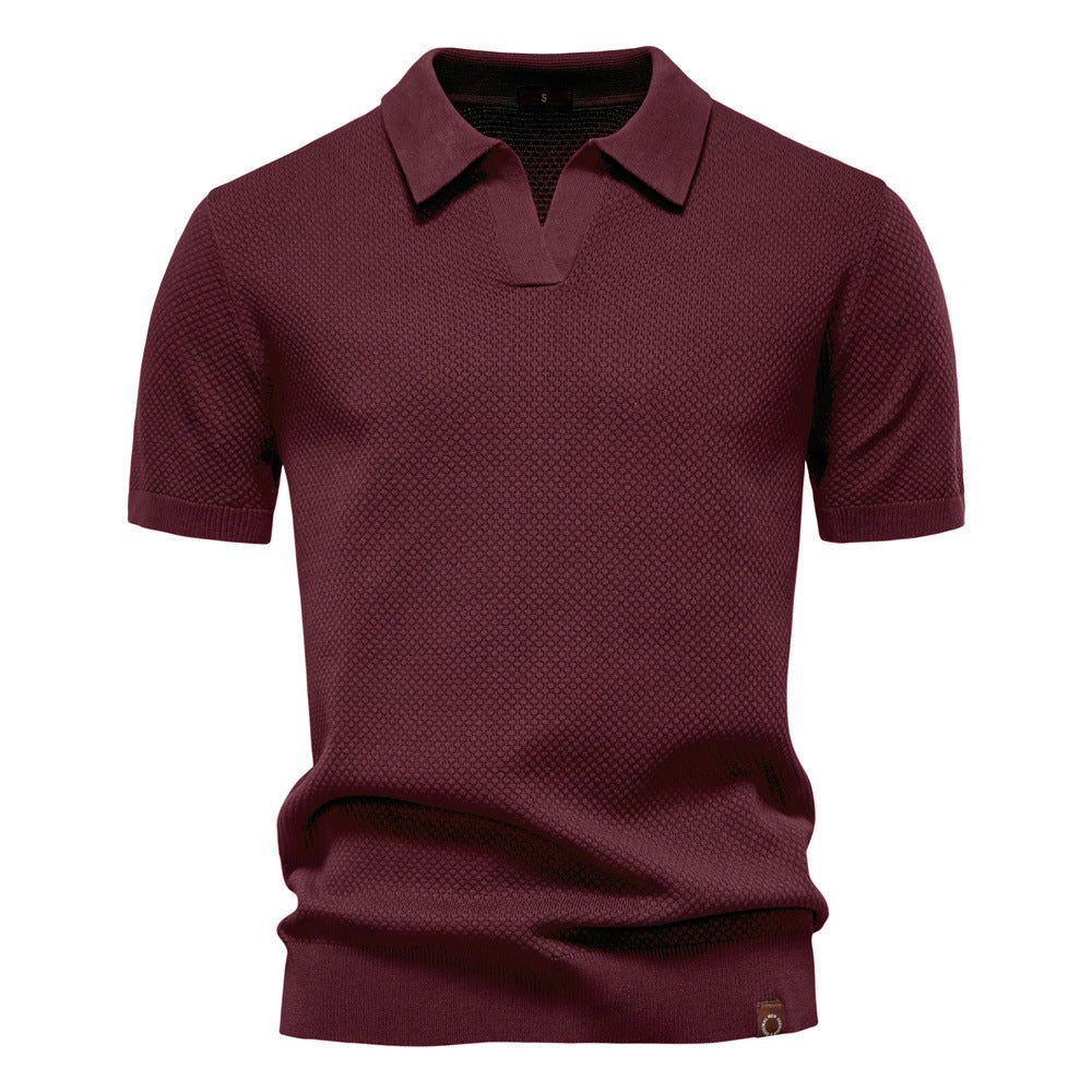 Noah | Modern Textured Open-Collar Polo Shirt