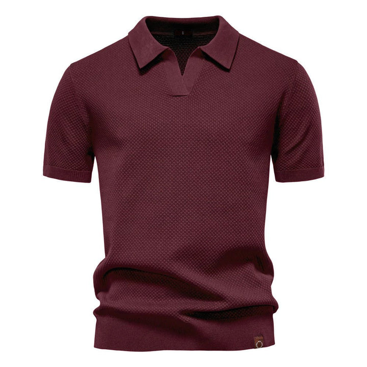 Noah | Modern Textured Open-Collar Polo Shirt