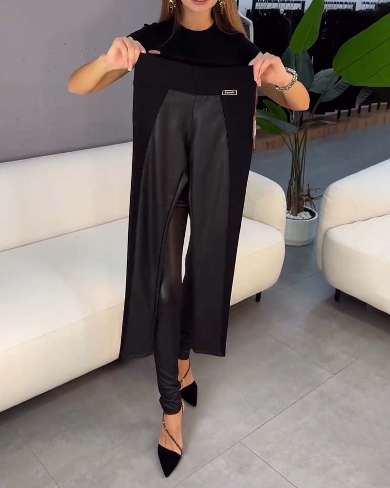 High Waist Slim Pants in Patchwork