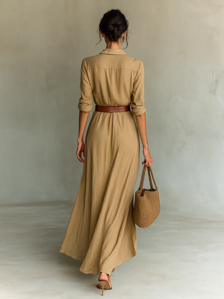 LUCHIA – WOMEN’S LONG BELTED DRESS