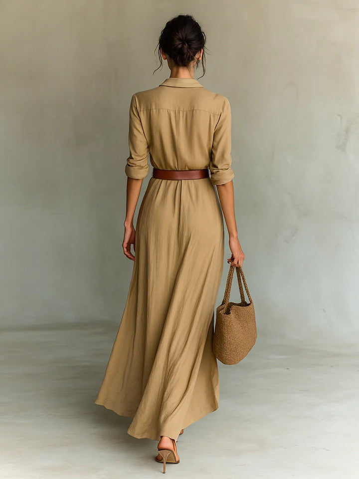 LUCHIA – WOMEN’S LONG BELTED DRESS