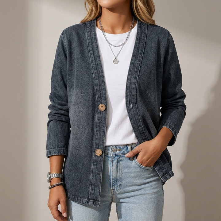 Emery | Casual Denim Knit Cardigan