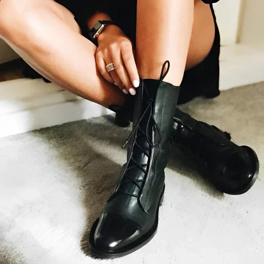 Tatum | Calf Length Lace-Up Boots for Stylish Comfort