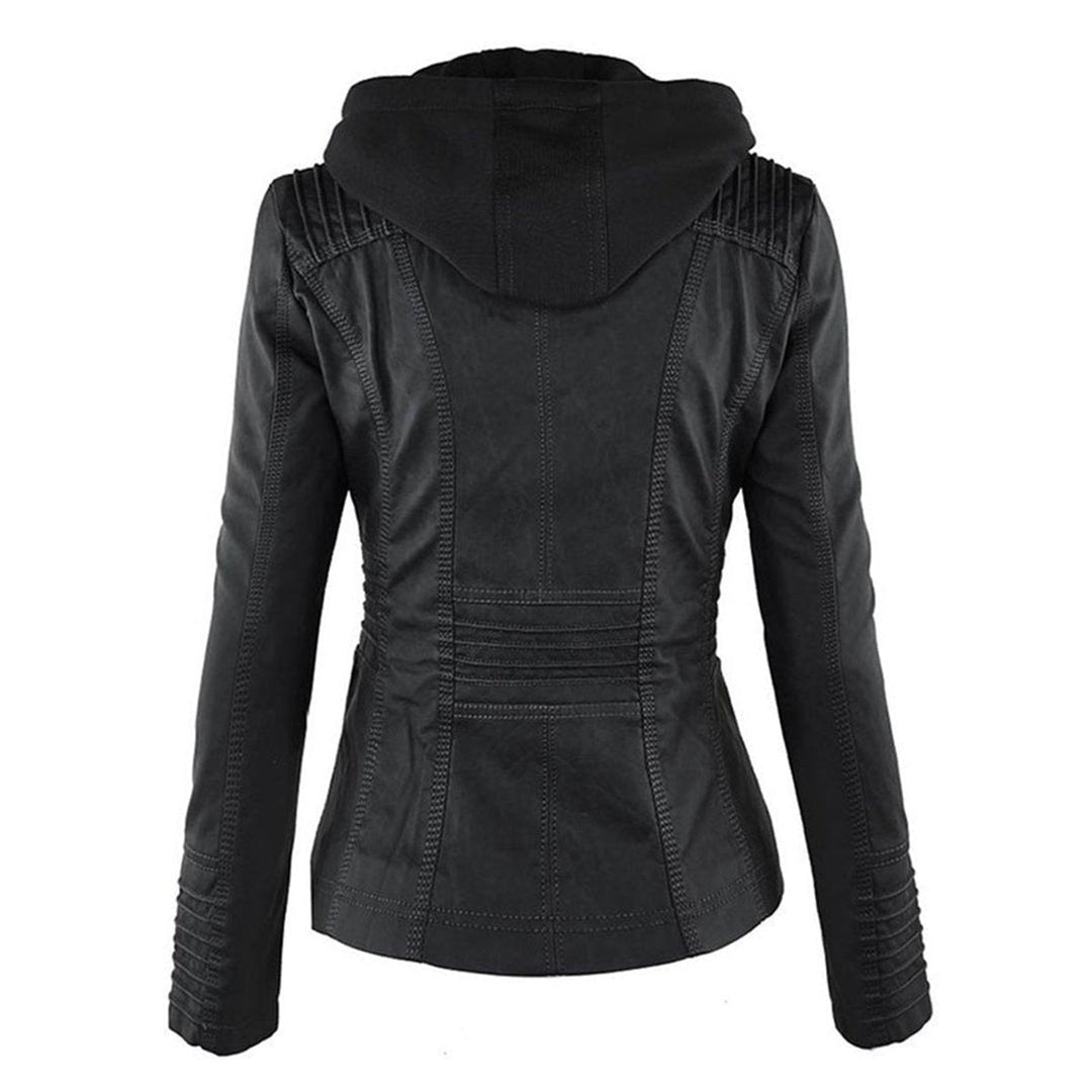 Ruby | Tailored Style Faux Leather Hooded Jacket