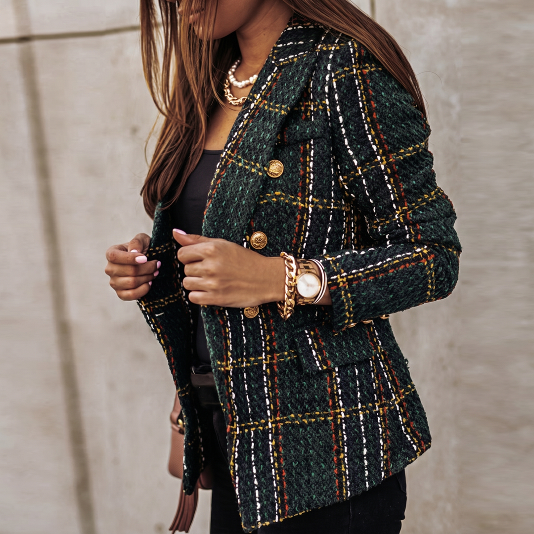 Mila | Textured Woven Houndstooth Style Blazer