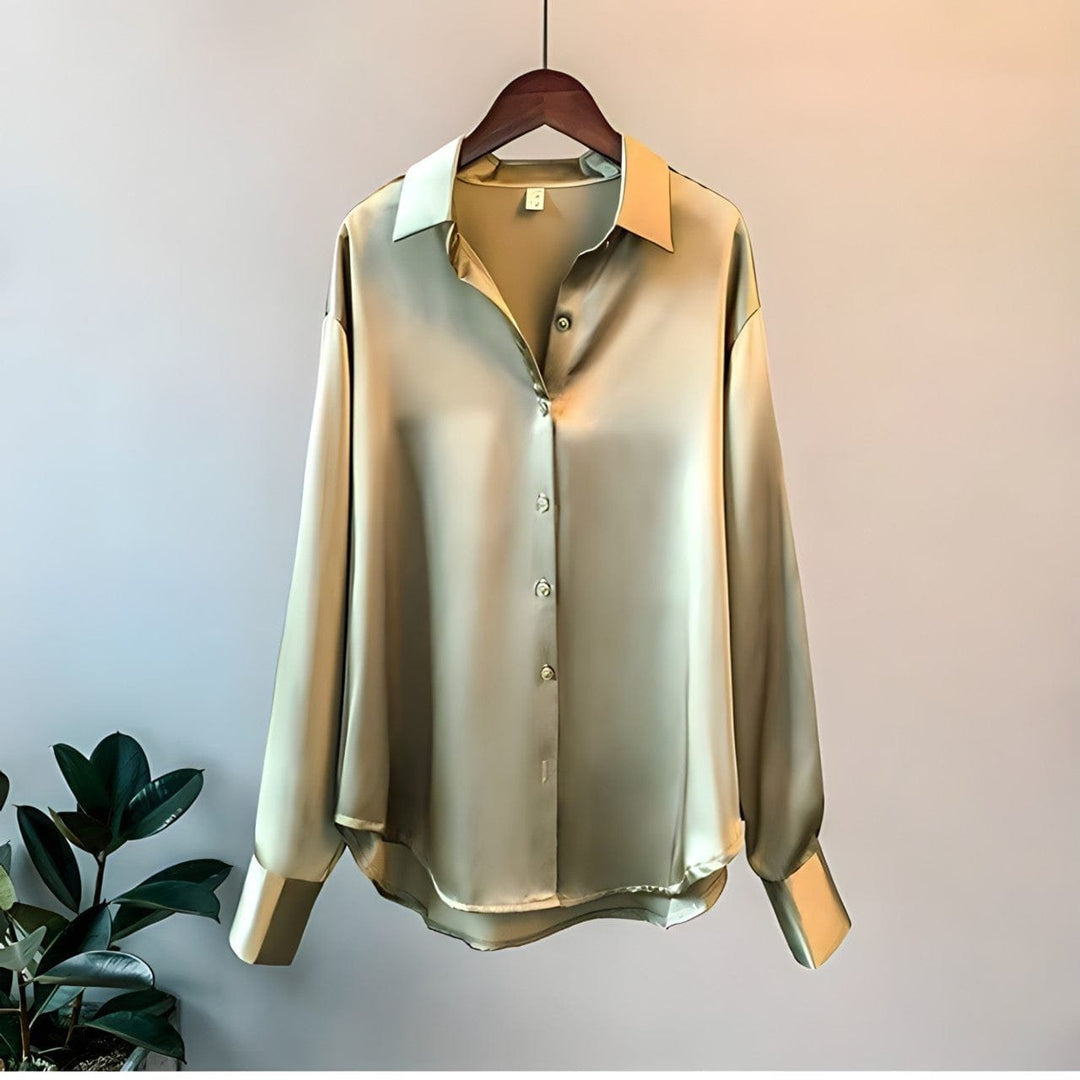 Nova | Elegant Satin Button-Up Silk Shirt