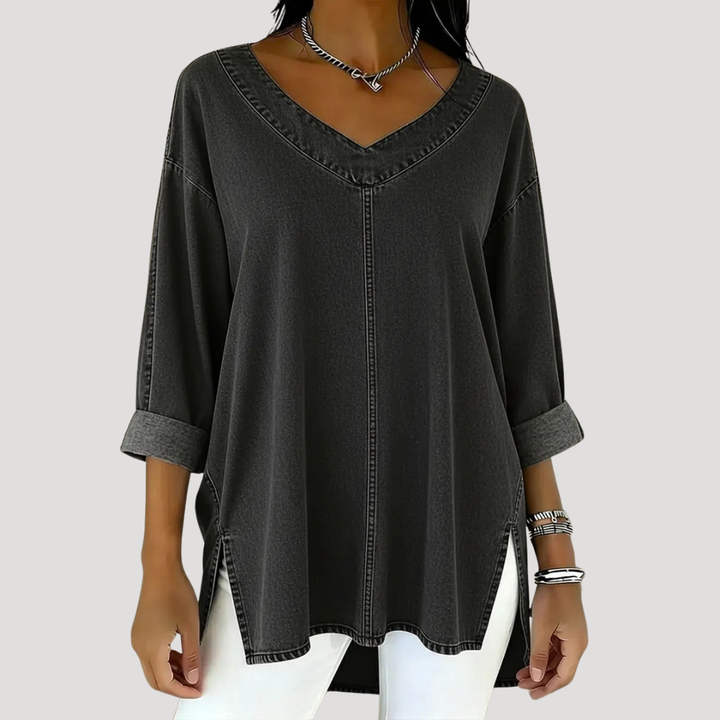 Genevieve | Women's V-Neck Relaxed Tunic Top