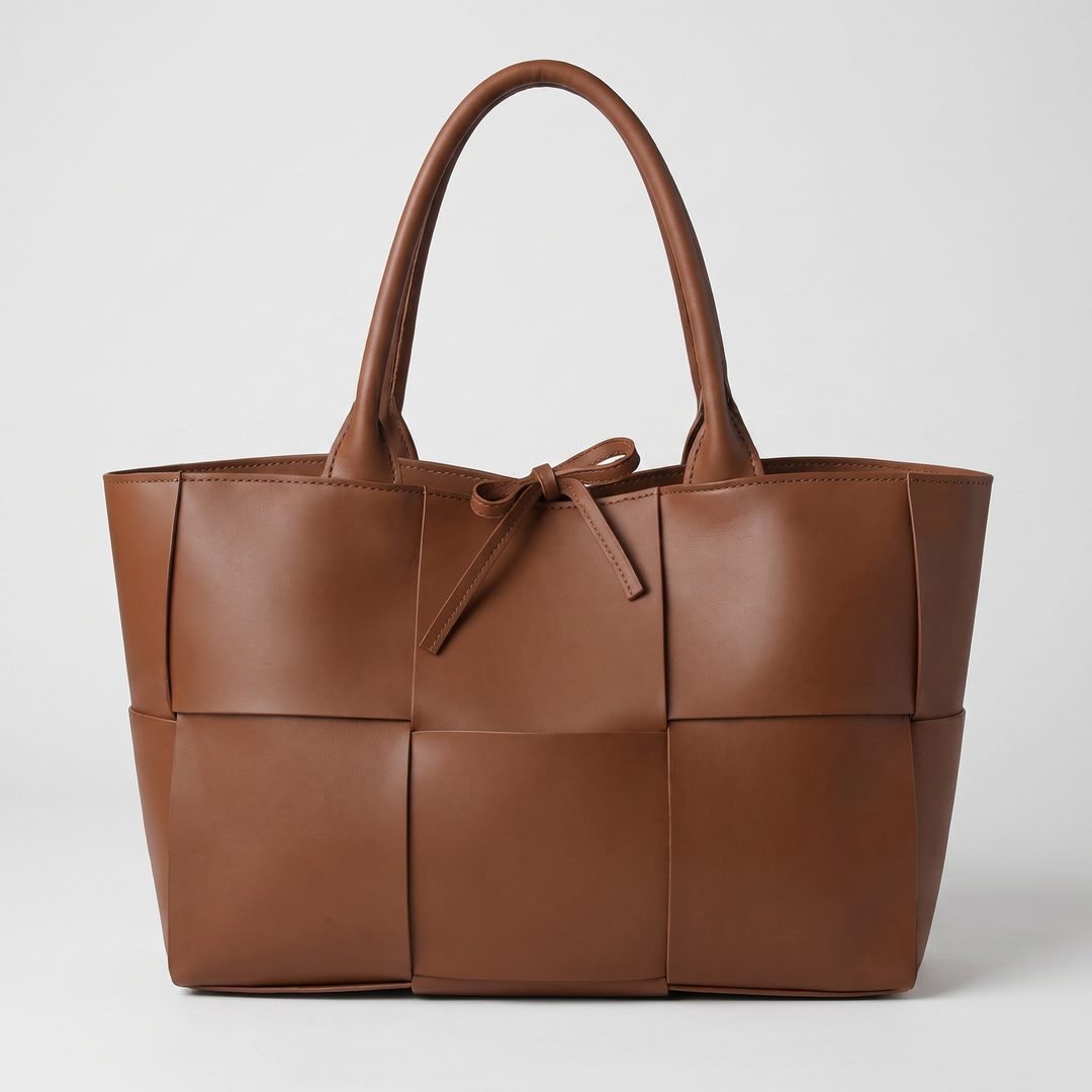 Stella | Oversized Panel Design Leather Tote Bag