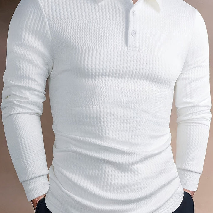 Calvin | Textured Long-Sleeve Polo Shirt