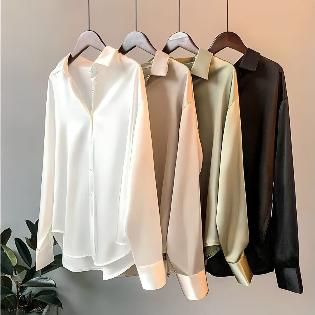 Nova | Elegant Satin Button-Up Silk Shirt