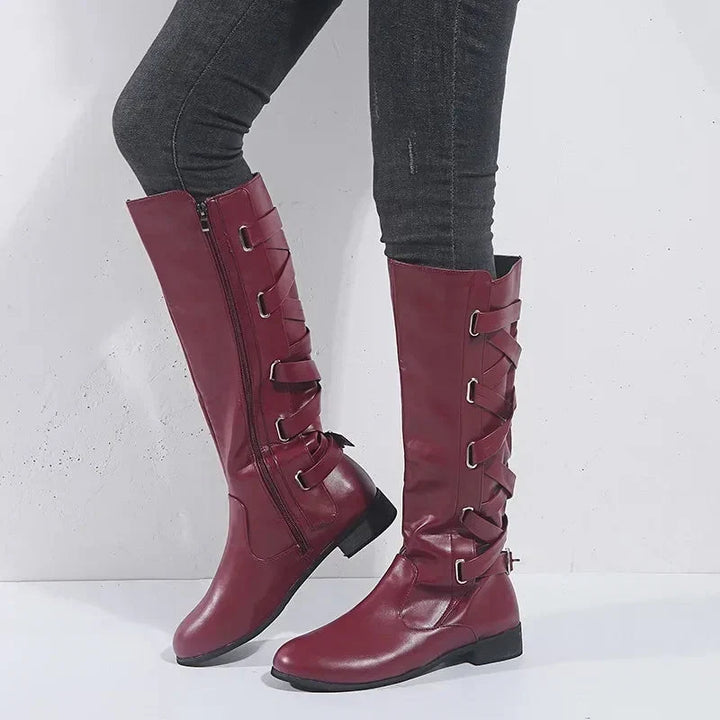 Siena | Trendy Back Buckle Equestrian Knee High Boots