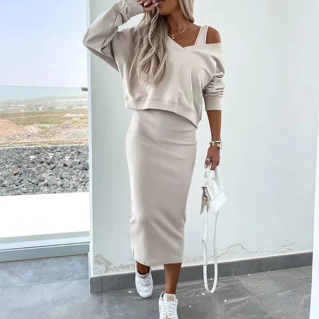 Nora | Sweatshirt & Midi Skirt Two-Piece Set