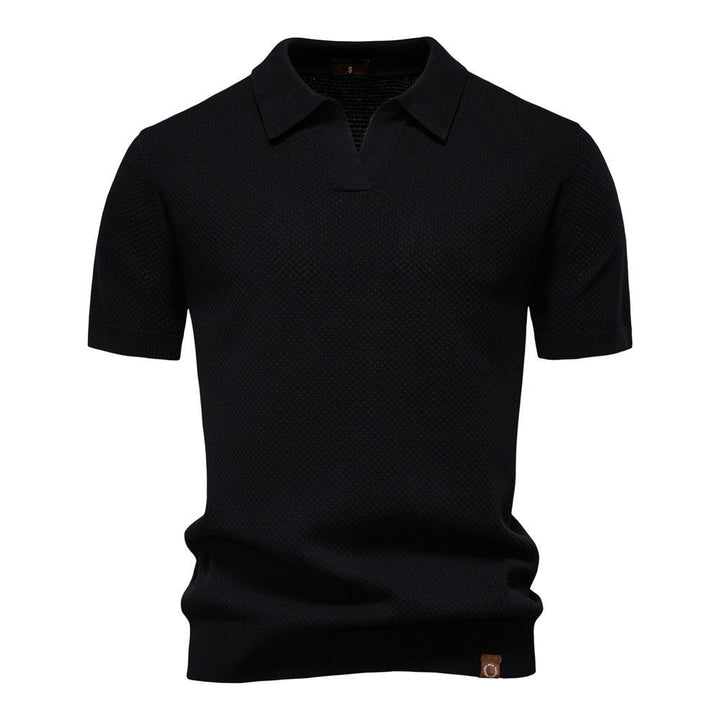 Noah | Modern Textured Open-Collar Polo Shirt