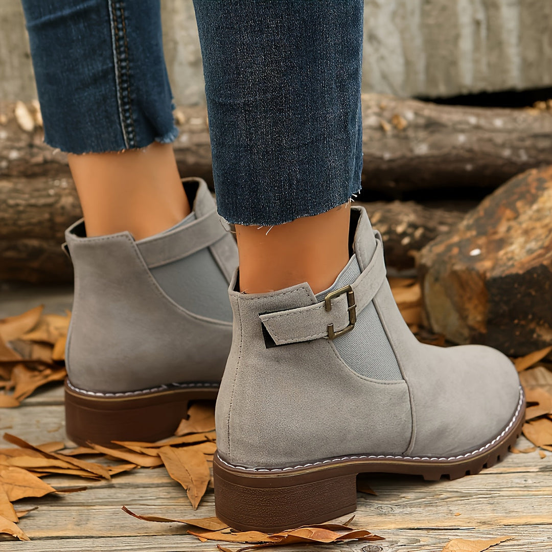 Andrea | Buckle-Strap Suede Chelsea Ankle Boots