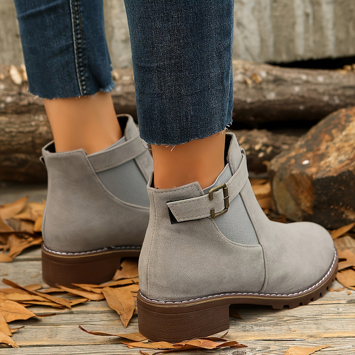 Andrea | Buckle-Strap Suede Chelsea Ankle Boots