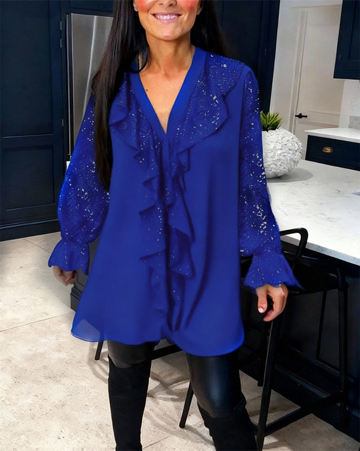 Solid Color Ruffled Blouses