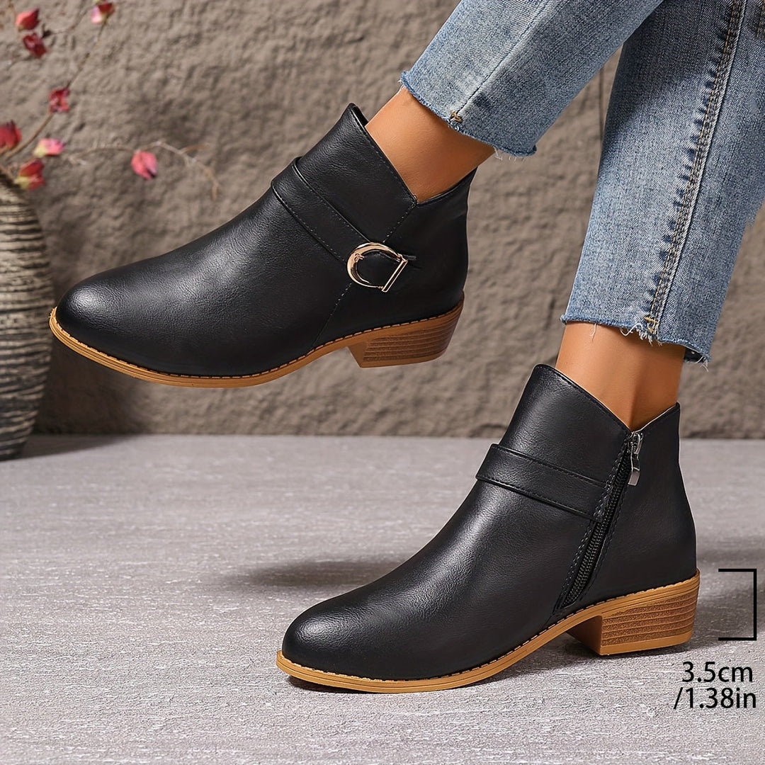Dahlia | Modern Buckle-Accented Chelsea Ankle Boots