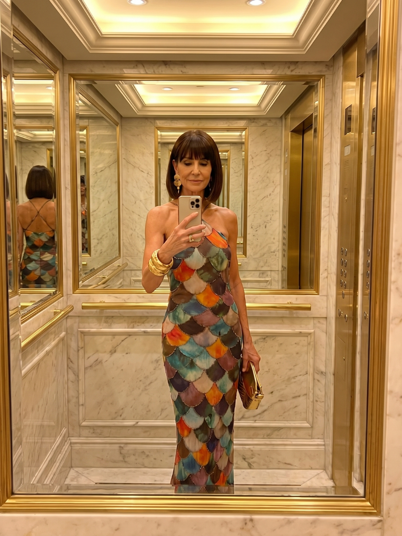 Sofia | Fitted Scale Pattern Maxi Dress