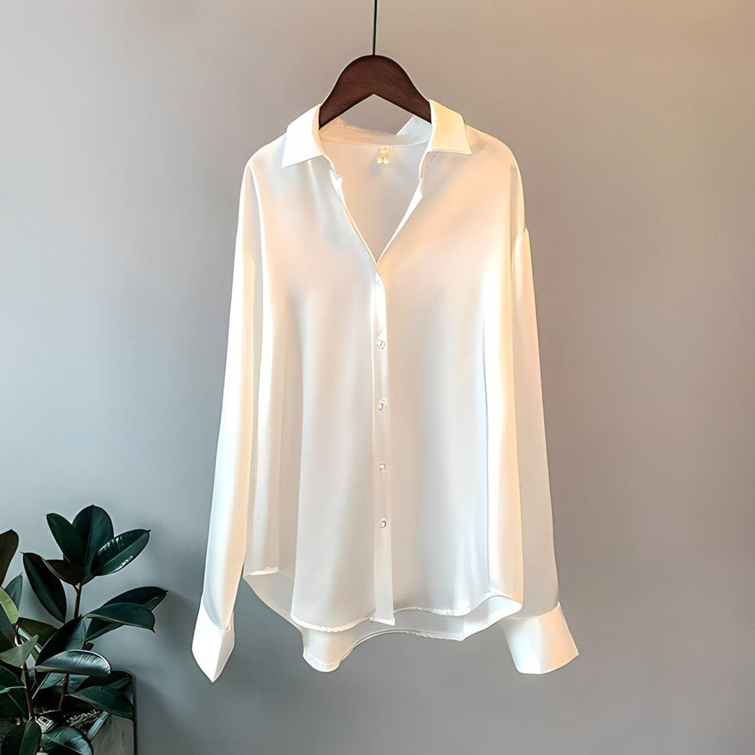 Nova | Elegant Satin Button-Up Silk Shirt
