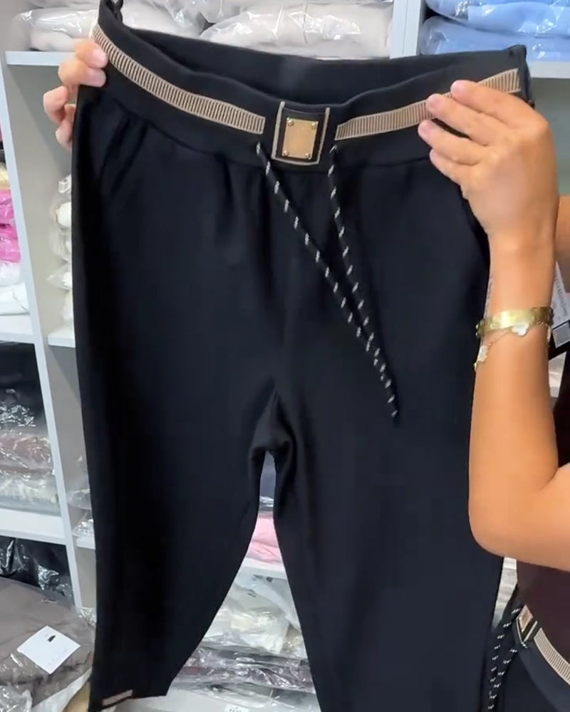 Stylish Pants with Drawstring and Elastic Waist
