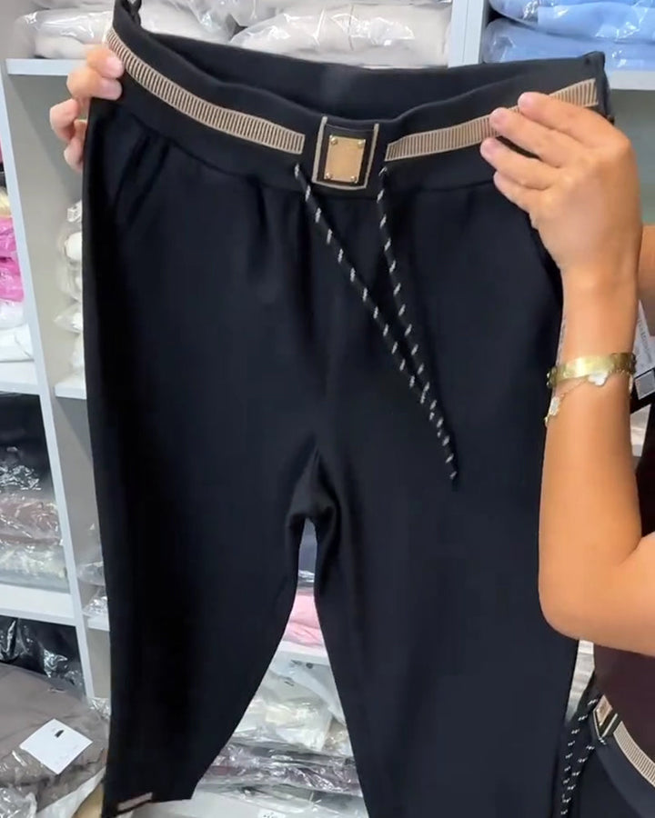 Stylish Pants with Drawstring and Elastic Waist
