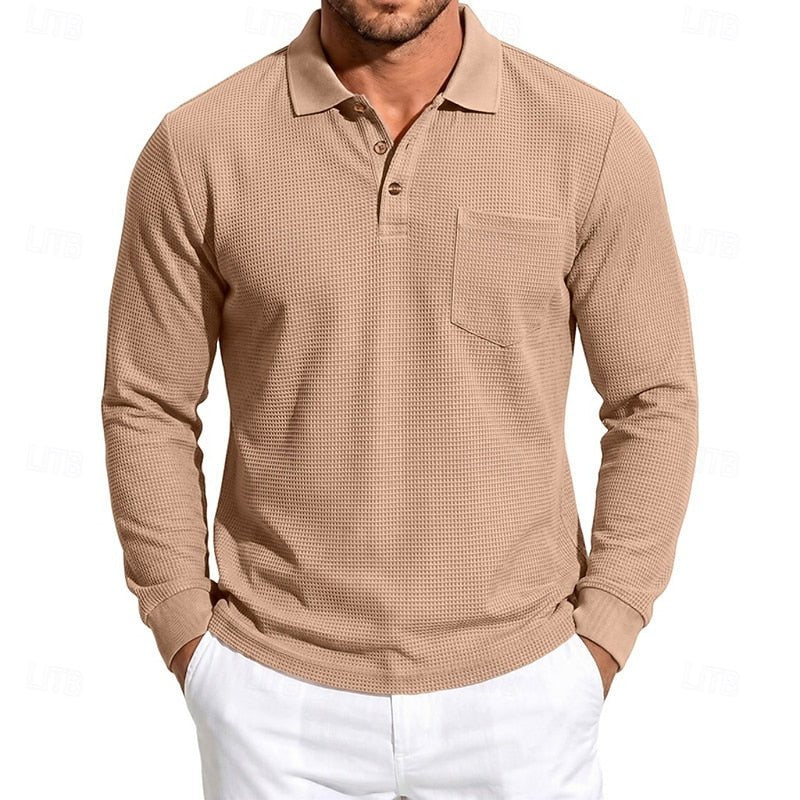 Jonah | Textured Long-Sleeve Polo Shirt