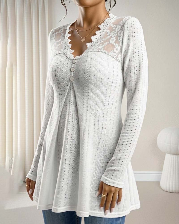 Top Blonder V-neck Button