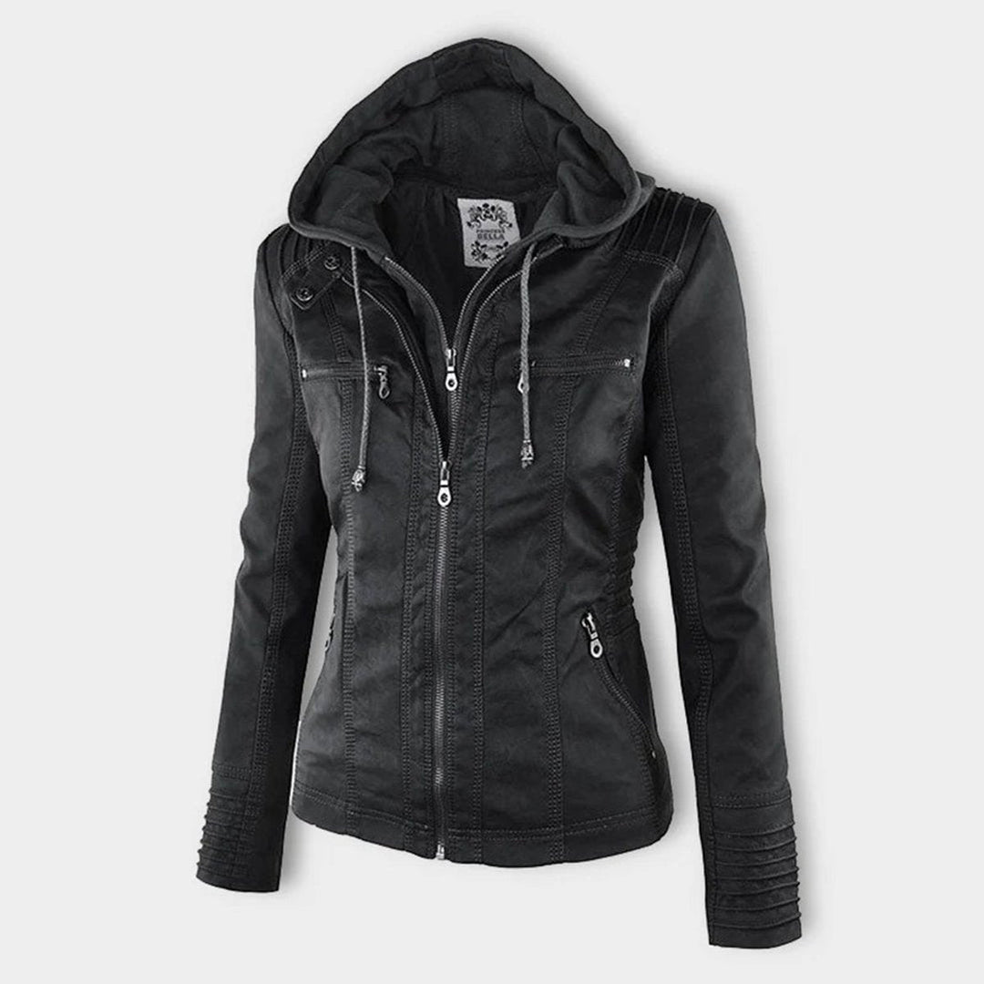 Ruby | Tailored Style Faux Leather Hooded Jacket