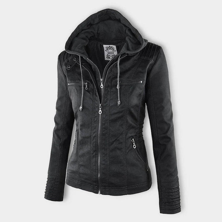 Ruby | Tailored Style Faux Leather Hooded Jacket