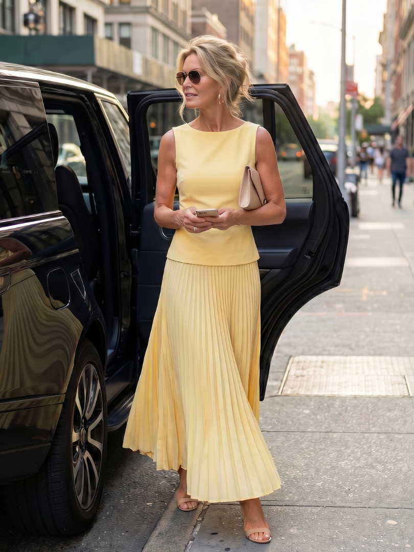 Angelina | Structured Bodice Pleated Skirt Set