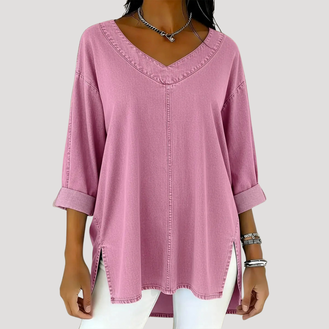 Genevieve | Women's V-Neck Relaxed Tunic Top