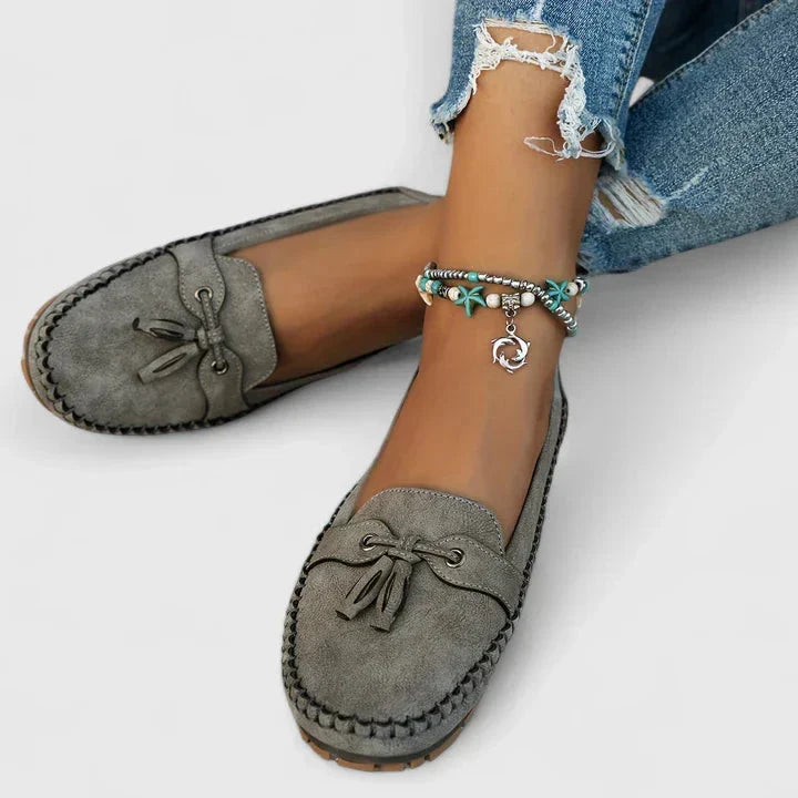Ariah | Women's Suede Bow Slip-On Loafers