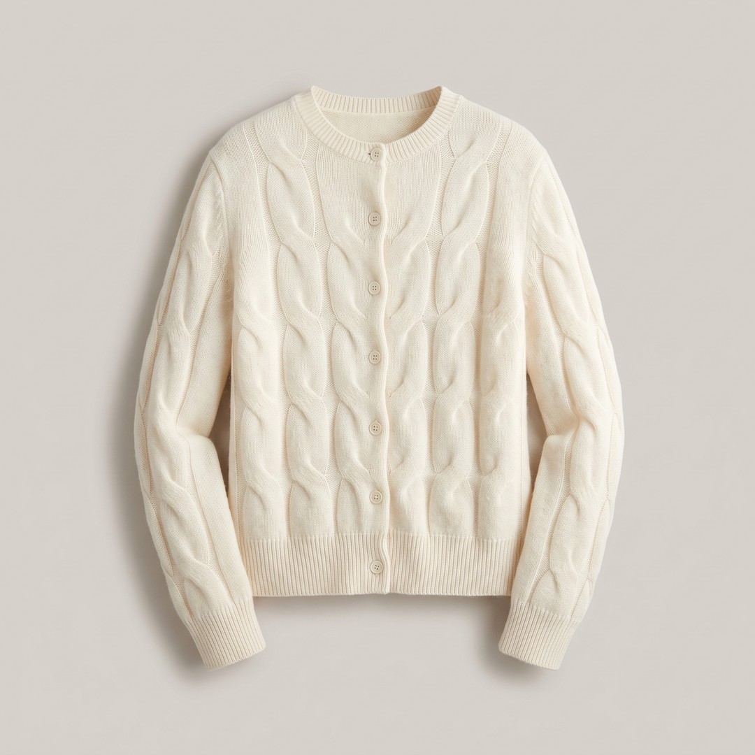 Madelyn | Artful Cable Style Cashmere Knit Cardigan
