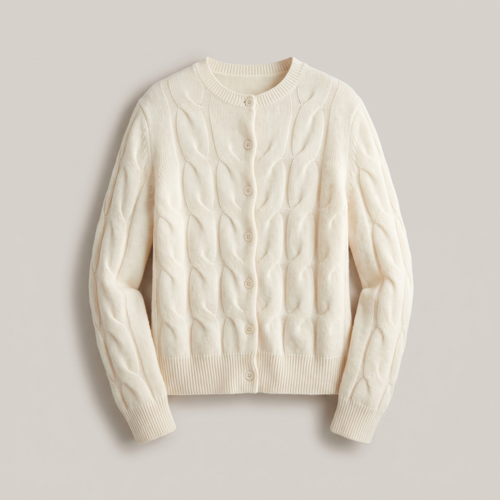 Madelyn | Artful Cable Style Cashmere Knit Cardigan