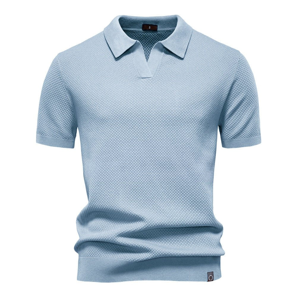 Noah | Modern Textured Open-Collar Polo Shirt