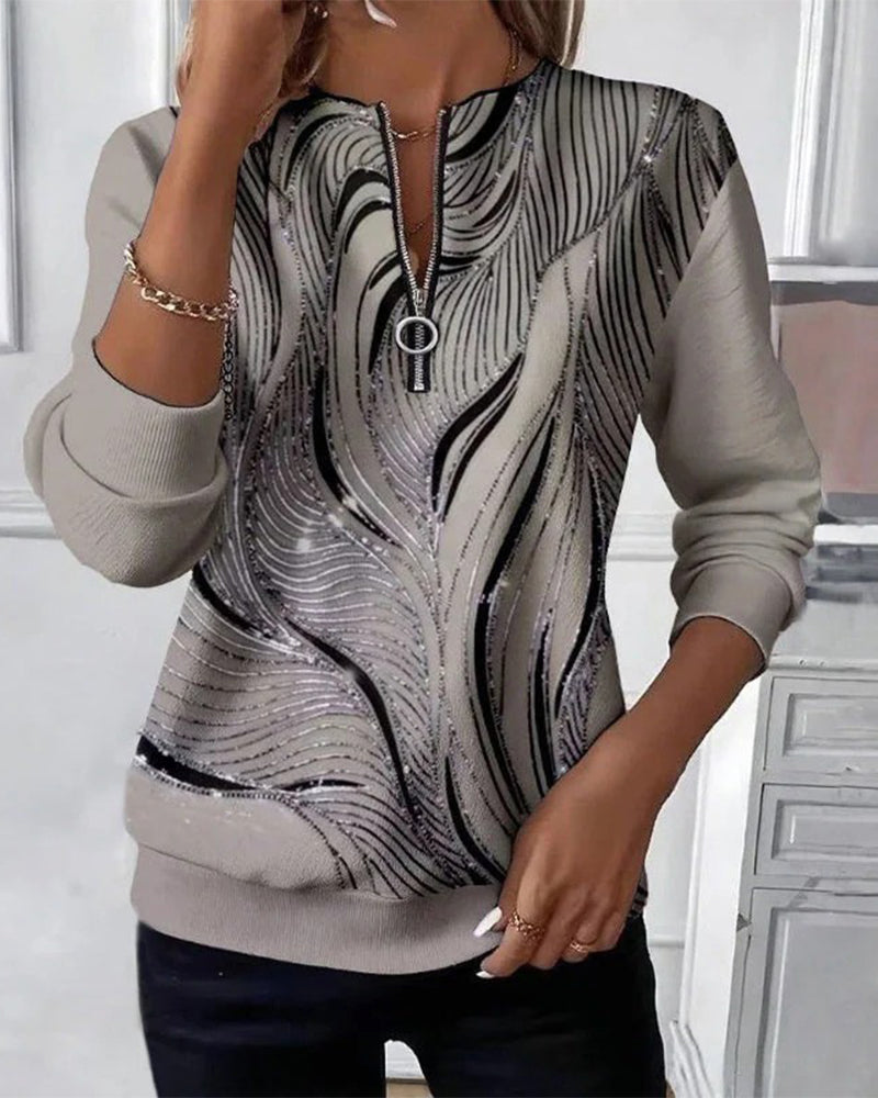 Sweatshirt with Casual Zipper Print