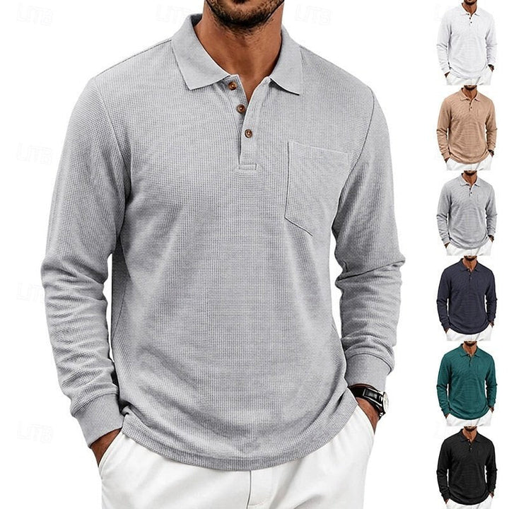 Jonah | Textured Long-Sleeve Polo Shirt
