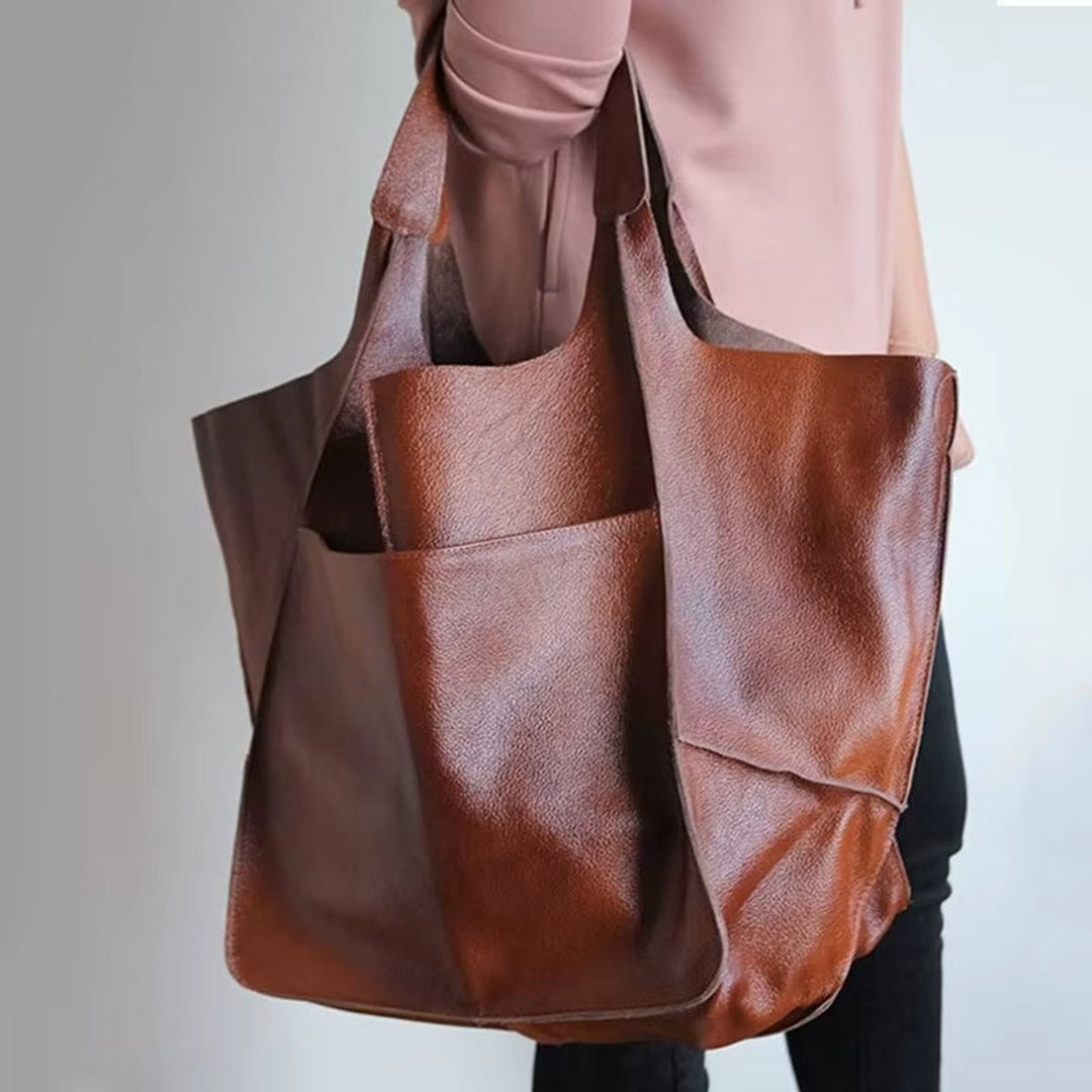 Elena | Oversized Vegan Leather Tote Bag with Magnetic Closure